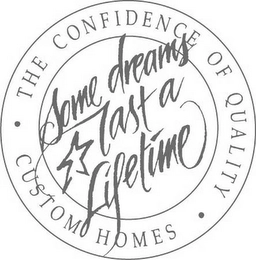 SOME DREAMS LAST A LIFETIME THE CONFIDENCE OF QUALITY CUSTOM HOMES Trademark Image