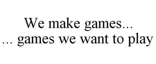 WE MAKE GAMES... ... GAMES WE WANT TO PLAY Trademark Image