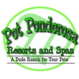 PET PONDEROSA RESORTS AND SPAS A DUDE RANCH FOR YOUR PETS Trademark Image