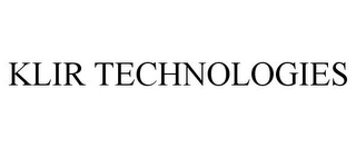 KLIR TECHNOLOGIES Trademark Image