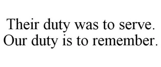 THEIR DUTY WAS TO SERVE. OUR DUTY IS TO REMEMBER. Trademark Image