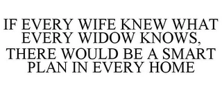 IF EVERY WIFE KNEW WHAT EVERY WIDOW KNOWS, THERE WOULD BE A SMART PLAN IN EVERY HOME Trademark Image