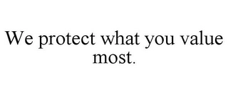 WE PROTECT WHAT YOU VALUE MOST. Trademark Image