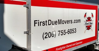 FIRST, DUE, MOVERS, MOVING, DELIVERY, FIREFIGHTER, OWNED, AND OPERATED Trademark Image