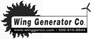 WING GENERATOR CO. WWW.WINGGENCO.COM · 509-910-8844 Trademark Image