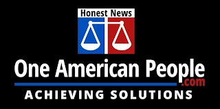 ONE AMERICAN PEOPLE.COM ACHIEVING SOLUTIONS HONEST NEWS Trademark Image