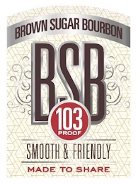 BROWN SUGAR BOURBON BSB 103 PROOF SMOOTH & FRIENDLY MADE TO SHARE Trademark Image