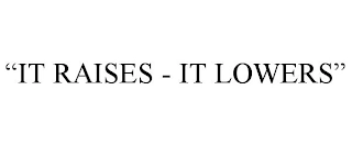 "IT RAISES - IT LOWERS" Trademark Image